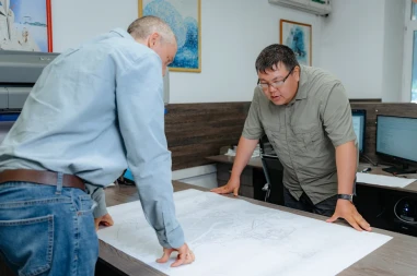 Engineers discussing a project