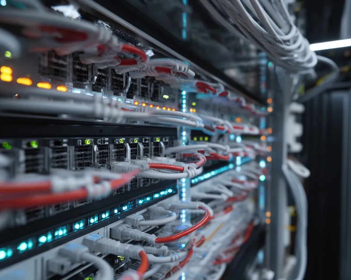 Серверная стойка с коммутационным оборудованием