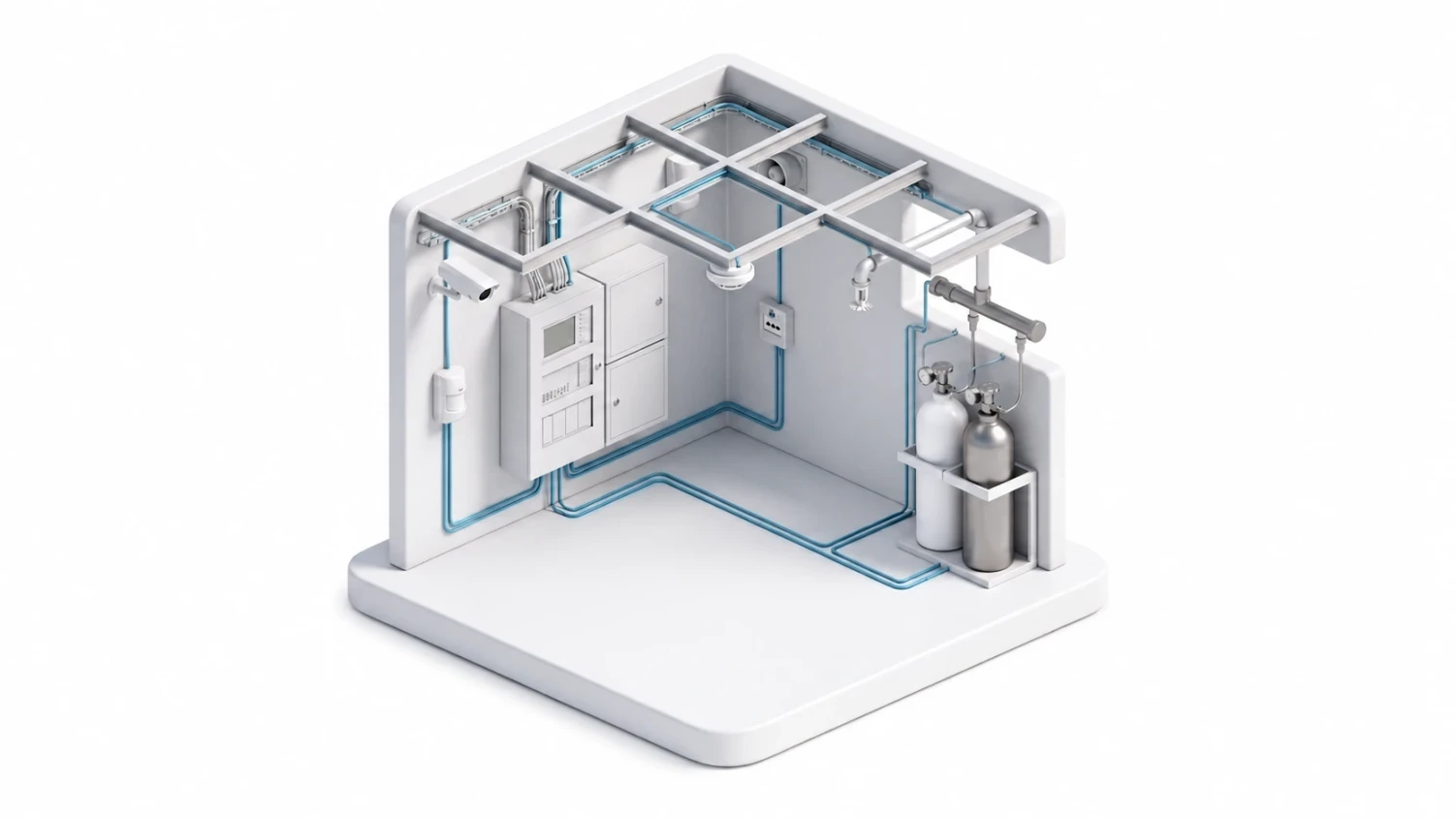Fire alarm, intruder alarm and fire suppression systems
